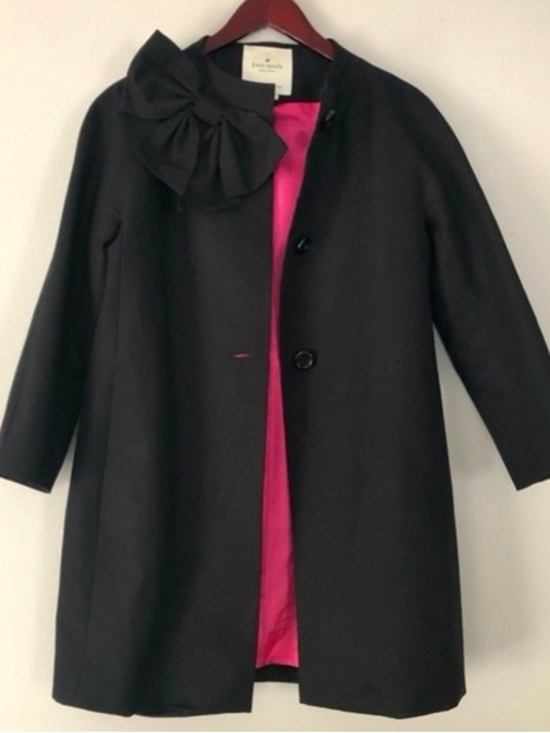 kate spade Jackets & Blazers - kate spade Black bow Coat jacket with Pink Lining and Bow Collar